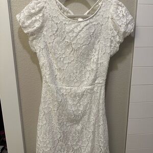 Free People White Lace Puff Sleeves Dress